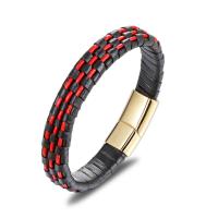 PU Leather Bracelet with 316L Stainless Steel plated dyed & for man Sold By PC