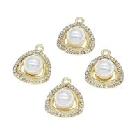 Zinc Alloy Rhinestone Pendants with pearl Triangle with rhinestone golden Sold By PC