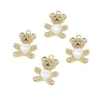Tibetan Style Pendants, with pearl & Pearl Shell, Bear, enamel, golden, 23x17x5mm, Sold By PC