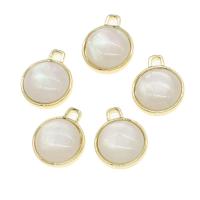 Tibetan Style Pendants, with Pearl Shell, Round, DIY, golden, 17x14x5mm, Sold By PC