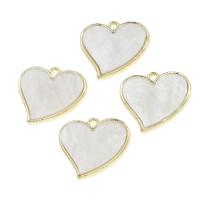 Tibetan Style Heart Pendants, with Shell, golden, 20x22x2mm, Sold By PC
