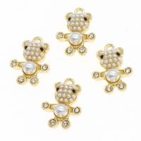 Tibetan Style Rhinestone Pendants, with pearl, Bear, with rhinestone, golden, 21x14x6mm, Sold By PC