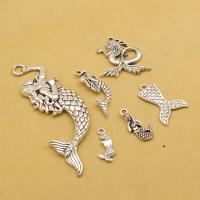 Tibetan Style Pendants, Mermaid, plated, DIY, more colors for choice, 21x9mm, 50PCs/Bag, Sold By Bag