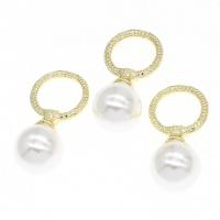 Zinc Alloy Rhinestone Pendants with pearl Round with rhinestone golden Sold By PC