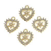 Colgantes de Aleación de Zinc en Forma de Corazón, con perla, con diamantes de imitación, dorado, 16x15x4mm, Vendido por UD