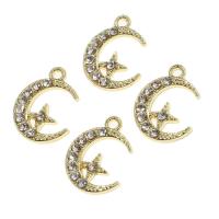 Zinc Alloy Rhinestone Pendants Moon and Star with rhinestone golden Sold By PC