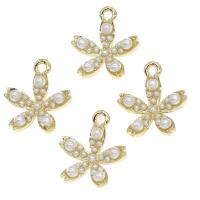 Zinc Alloy Flower Pendants with pearl DIY golden Sold By PC