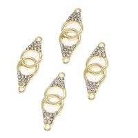 Tibetan Style Connector, Handcuffs, with rhinestone, golden, 25x19x2mm, Sold By PC
