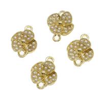 Flower Tibetan Style Connector, with pearl, DIY, golden, 15x12x4mm, Sold By PC