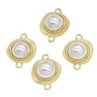 Tibetan Style Connector, with pearl, Round, DIY, golden, 20x15x6mm, Sold By PC