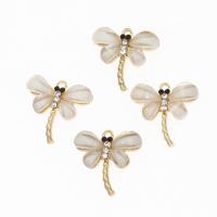 Zinc Alloy Rhinestone Pendants with Acrylic Dragonfly with rhinestone golden Sold By PC