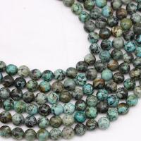 Türkis Perlen, Afrikanisches Türkis, rund, poliert, Natürliche & DIY & verschiedene Größen vorhanden, verkauft per 14.96 ZollInch Strang
