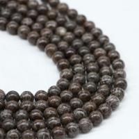 Pahuljica Obsidian perle, Krug, uglađen, Prirodno & možete DIY & različite veličine za izbor, Prodano Per 14.96 inčni Strand