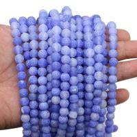 Perles agates effloresces naturelles , agate effleurant, Rond, poli, DIY & normes différentes pour le choix & givré, bleu, Vendu par 14.96 pouce brin