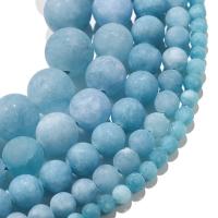 Aquamarin Perle, rund, poliert, Natürliche & DIY & verschiedene Größen vorhanden & satiniert, blau, verkauft per 14.96 ZollInch Strang