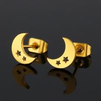 Stainless Steel Stud Earrings Moon fashion jewelry & for woman Sold By Pair