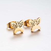Stainless Steel Stud Earrings Butterfly fashion jewelry & for woman Sold By Pair