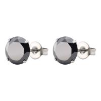 Stainless Steel Stud Earrings plated hypo allergic & Unisex & with cubic zirconia Sold By PC