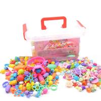 Children DIY String Beads Set, Plastic, sticky & different styles for choice, mixed colors, 200x145x55mm, Sold By Box