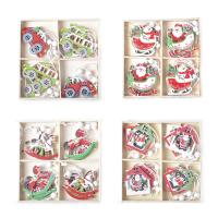 Holz Weihnachtsbaum-Dekoration, Handzeichnung, Weihnachts-Design & verschiedene Stile für Wahl, gemischte Farben, 135x135x15mm, verkauft von Box