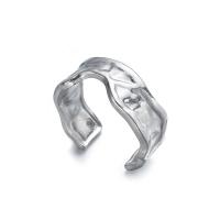 Partículas de aço Cuff Ring Finger, Ajustável & unissex, cor original, 9x2mm, tamanho:8, 5PCs/Lot, vendido por Lot
