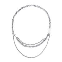 Titanium Steel Necklace, Double Layer & Unisex, original color, 26*13*3mm,24*8*2mm, Length:Approx 19.68 Inch, 5PCs/Lot, Sold By Lot