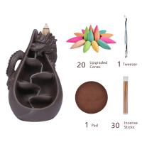 Backflow Incense Burner, Purple Clay, for home and office & durable, 21.5x14x13cm, Sold By PC