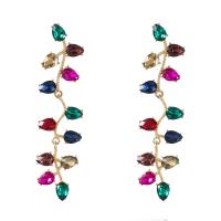 Rhinestone Earring, Tibetan Style, plated, fashion jewelry & for woman & with rhinestone, more colors for choice, nickel, lead & cadmium free, 25x97mm, Sold By Pair