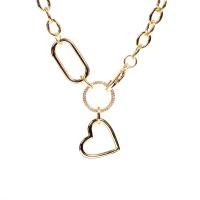 Cubic Zircon Micro Pave Brass Necklace, Heart, gold color plated, fashion jewelry & micro pave cubic zirconia & for woman, nickel, lead & cadmium free, Length:17.72 Inch, Sold By PC