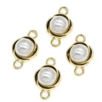 Tibetan Style Connector, with pearl, Round, golden, 18x11x5mm, Sold By PC