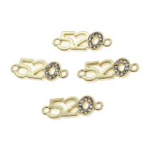 Zinc Alloy Connector Number with rhinestone golden Sold By PC