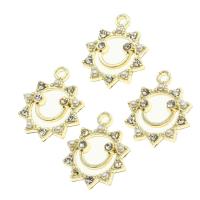 Tibetan Style Rhinestone Pendants, with pearl, Sun, with rhinestone, golden, 18x14x3mm, Sold By PC