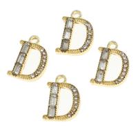 Tibetan Style Rhinestone Pendants, Letter D, with rhinestone, golden, 16x12x3mm, Sold By PC