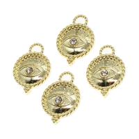 Tibetan Style Rhinestone Pendants, Round, with rhinestone, golden, 21x15x3mm, Sold By PC