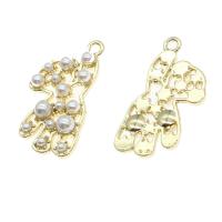 Zinc Alloy Pendants with pearl Bear golden Sold By PC
