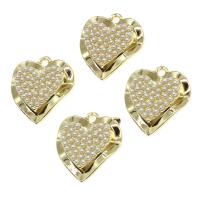 Colgantes de Aleación de Zinc en Forma de Corazón, con perla, dorado, 20x19x5mm, Vendido por UD