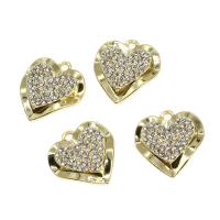 Colgantes de Aleación de Zinc en Forma de Corazón, con diamantes de imitación, dorado, 20x19x5mm, Vendido por UD