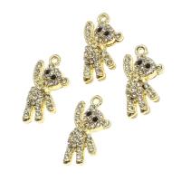 Tibetan Style Rhinestone Pendants, Bear, with rhinestone, golden, 22x12x4mm, Sold By PC