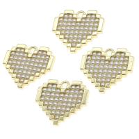 Pendentifs coeur en alliage de zinc, avec perle, doré, 20x23x3mm, Vendu par PC