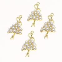 Tibetan Style Pendants, with pearl, Girl, golden, 33x16x7mm, Sold By PC