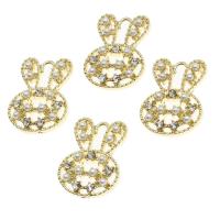 Tibetan Style Rhinestone Pendants, with pearl, Rabbit, with rhinestone, golden, 21x16x4mm, Sold By PC