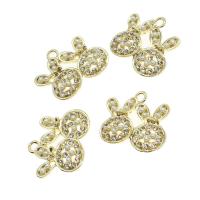 Zinc Alloy Rhinestone Pendants with pearl Rabbit with rhinestone golden Sold By PC