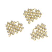 Pendentifs coeur en alliage de zinc, avec perle, doré, 17x17x3mm, Vendu par PC