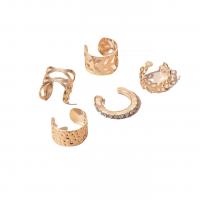 Pendientes Ear Cuff, aleación de zinc, chapado, para mujer & con diamantes de imitación, dorado, 10x10mm, Vendido por Set