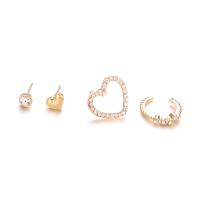 Tibetan Style Stud Earring, plated, 4 pieces & for woman & with rhinestone, golden, Sold By PC
