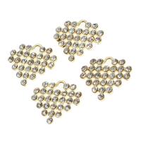 Colgantes de Aleación de Zinc en Forma de Corazón, con diamantes de imitación, dorado, 17x17x3mm, Vendido por UD
