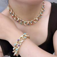Zink Alloy Jewelry Sets, armband & halsband, guldfärg pläterade, tvinna oval kedja & för kvinna & emalj, fler färger för val, nickel, bly och kadmium gratis, Säljs av Ställ