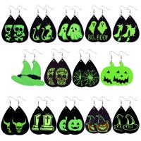 PU Leather Drop Earring silver color plated Halloween Jewelry Gift & for woman Sold By PC