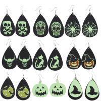 PU Leather Drop Earring silver color plated Halloween Jewelry Gift & for woman Sold By Pair