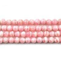 Rhodonit Perlen, rund, natürlich, DIY, Rosa, verkauft per 38 cm Strang
